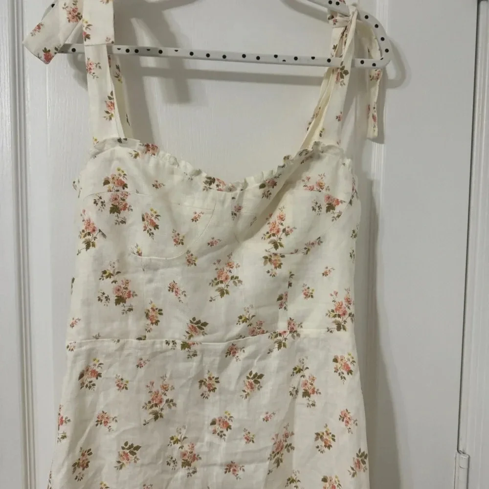 Reformation Desiree Linen Dress in Mildred White Floral Mini Size 10
